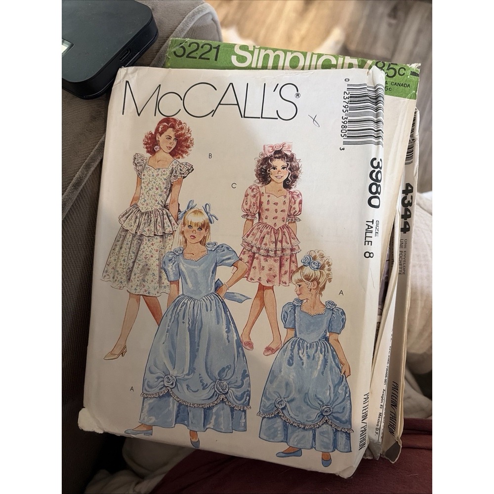 McCalls 3980 Girls Party Dress Ball Gown Sewing Pattern Size 8 Vintage 1980s